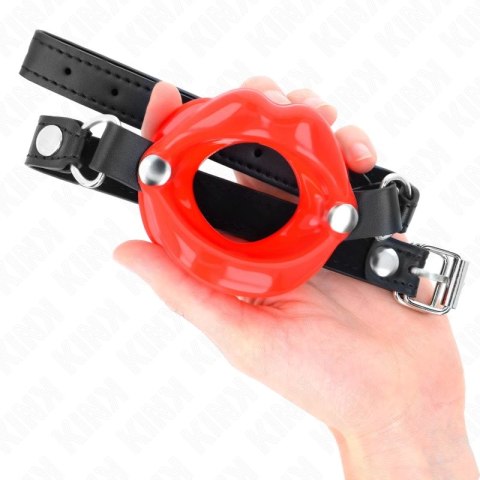 KINK Pasek Skorzany z Czerwonym Elementem 8 cm, Regulacja 39-58 cm