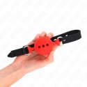 KINK Pełny silikonowy knebel kulkowy L czerwony 55x2cm, regulacja 35-51cm