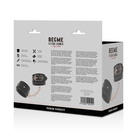 BEGME Kajdanki Premium Black Edition neoprenowa wyściołka regulowane