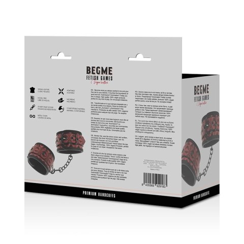 BEGME Kajdanki Premium Red Edition z neoprenową wyściołką, regulowane