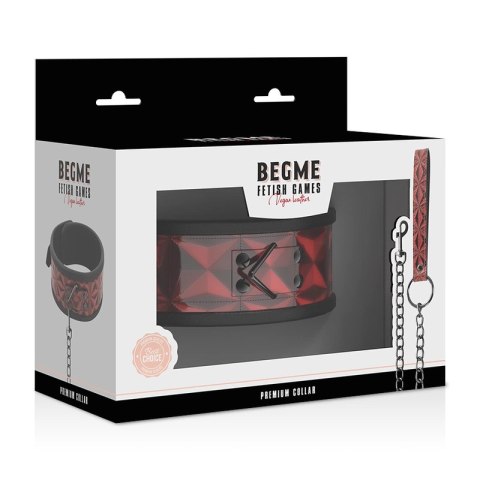 BEGME Premium Collar Red Edition z wegańskiej skory i neoprenu