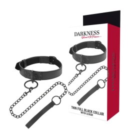 Darkness Czarny Kołnierz z Łańcuchem Neopren Puleather Regulowany