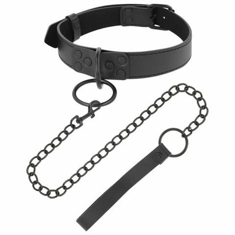 Darkness Czarny Kołnierz z Łańcuchem Neopren Puleather Regulowany