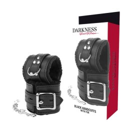 Darkness Kajdanki z Czarną Podszywką Regulowane Skora Syntetyczna