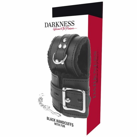 Darkness Kajdanki z Czarną Podszywką Regulowane Skora Syntetyczna