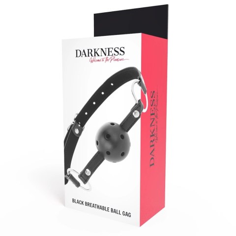 Darkness Pasek Skorzany Oddychający Czarny Regulowany Knebel