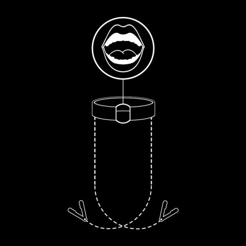 Fetish Submissive Ring Gag z zaciskami na piersi, skora wegańska
