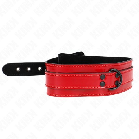KINK Naszyjnik Winno-Czerwony Regulowany 37,5-49,5 cm Skorzany 5 cm