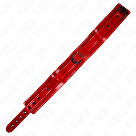 KINK Naszyjnik Winno-Czerwony Regulowany 37,5-49,5 cm Skorzany 5 cm
