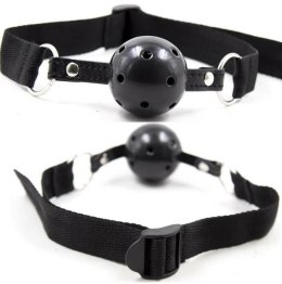 OHMAMA Fetish - Czarna oddychająca piłka kneblująca, regulowana 4,5 cm