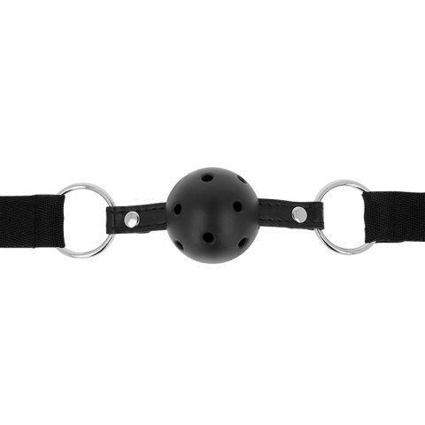 OHMAMA Fetish - Czarna oddychająca piłka kneblująca, regulowana 4,5 cm