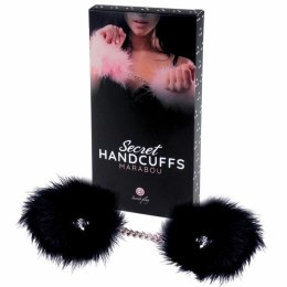 Secret Play Black Feather Cuffs z chromowanym łańcuszkiem 30cm