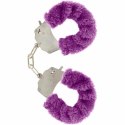 TOYJOY Furry Fun mankietki z pluszem fioletowe stalowy łańcuszek