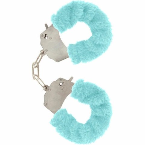 TOYJOY Furry Fun stalowe mankiety z niebieskim pluszem, klucze