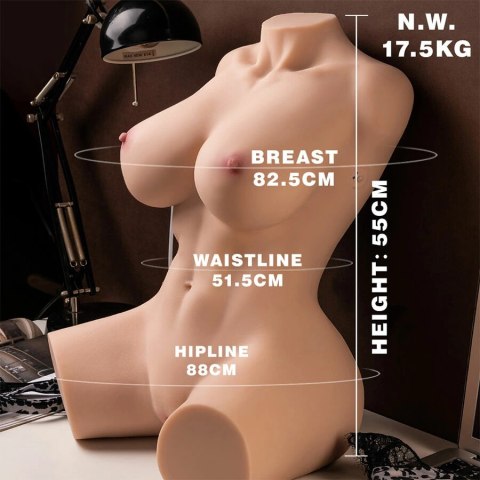 XISE Muriel Torso Damski 55 cm z Automatycznym Ruchem i Wibracją