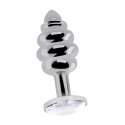 Diogol Ribbed Diamond Silver Plug 2.8x7cm z akcentem szklanym