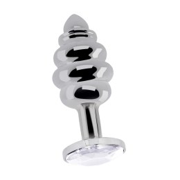 Diogol Ribbed Diamond Silver Plug 2.8x7cm z akcentem szklanym