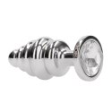 Diogol Ribbed Diamond Silver Plug 2.8x7cm z akcentem szklanym