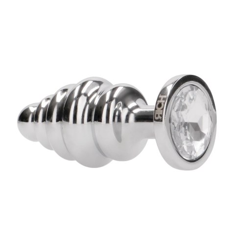 Diogol Ribbed Diamond Silver Plug 2.8x7cm z akcentem szklanym