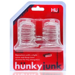 Hunkyjunk Elong Transparent - Przyssawki do Stymulacji z Szeroką Bazą
