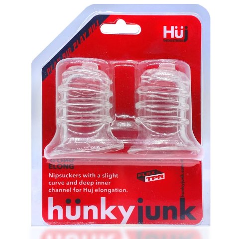Hunkyjunk Elong Transparent - Przyssawki do Stymulacji z Szeroką Bazą