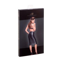 Noir Handmade F211 Spodnica Wetlook z Ręcznie Tworzonymi Plisami, Czarna