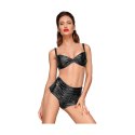Noir Handmade F217 szorty powerwetlook z plisami wysoki stan czarne