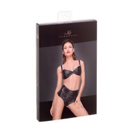 Noir Handmade F217 szorty wetlook z wysokim stanem plisowane czarne