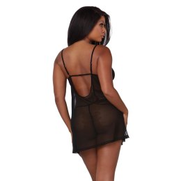 Oh La La Cheri Stretch Mesh Komplet Halka i Szlafrok M Czarny Koronka