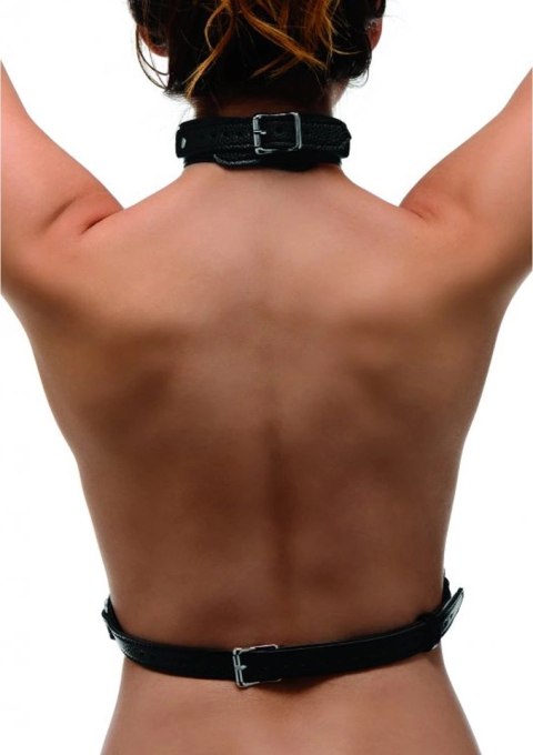 XR Brands Harness skorzany regulowany z D-ringami czarny XR Brands Harness skorzany regulowany z D-ringami czarny