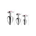 XR Brands Zestaw 3 anatomicznych korkow z aluminium - serca, srebrny