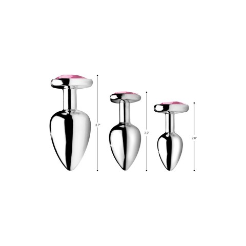 XR Brands Zestaw 3 anatomicznych korkow z aluminium - serca, srebrny XR Brands Zestaw 3 anatomicznych korkow z aluminium - serca, srebrny