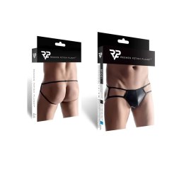 Noir Handmade F232 męskie slipy Wetlook czarne z ozdobą metalową