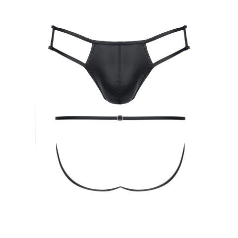 Noir Handmade F232 męskie slipy Wetlook czarne z ozdobą metalową
