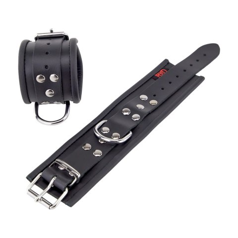 Red Leather Kajdanki Skorzane Black 25cm Regulowane Pasek 6.5cm
