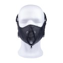 Red Leather Mask Anatomiczna Skorzana z Suwakiem Czarna Regulowana