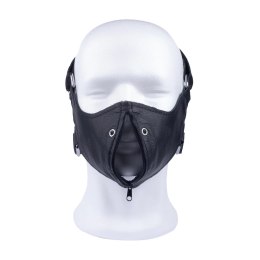 Red Leather Mask Anatomiczna Skorzana z Suwakiem Czarna Regulowana