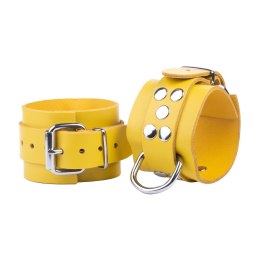 Red Leather Skorzane Kajdanki żołte 6 cm - regulowane, metalowe zapięcia