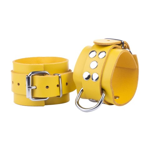 Red Leather Skorzane Kajdanki żołte 6 cm - regulowane, metalowe zapięcia