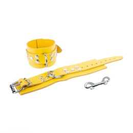 Red Leather Skorzane Kajdanki żołte 6 cm - regulowane, metalowe zapięcia