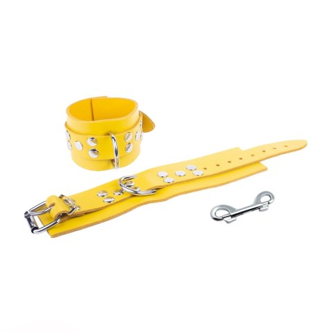 Red Leather Skorzane Kajdanki żołte 6 cm - regulowane, metalowe zapięcia