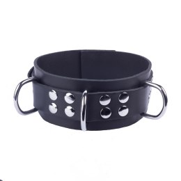 Red Leather Skorzany Naszyjnik Black - Regulowany Pasek z Metalu 38-52 cm