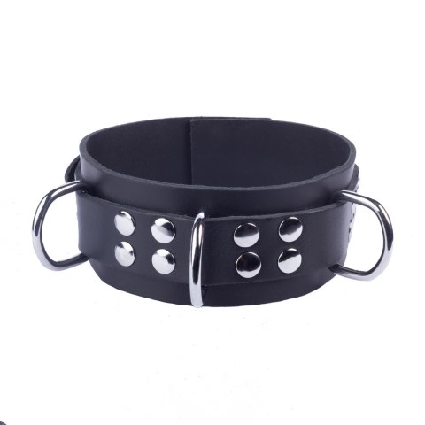 Red Leather Skorzany Naszyjnik Black - Regulowany Pasek z Metalu 38-52 cm
