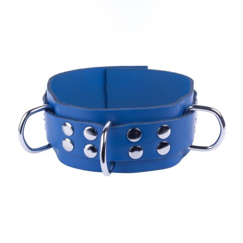 Red Leather - Skorzany Naszyjnik Blue, regulowany, szeroki 5,5 cm