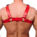 Red Leather Skorzany Uprząż Bulldog S/M Czerwony Regulowany Pasek