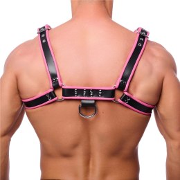 Red Leather Skorzany Uprząż L/XL Czarny/Rożowy Regulowane Paski
