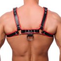 Red Leather Skorzany Uprząż S/M Czarny/Czerwony Regulowany Pasek Europejski