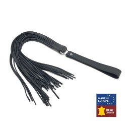 Red Leather Swift Martinet Black 75 cm - Skorzany Model z Rzemieniami