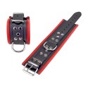 Red Leather skorzane kajdanki regulowane czerwono-czarne 25 cm