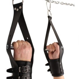 Red Leather skorzane kajdanki zawieszane czarne 17-24 cm
